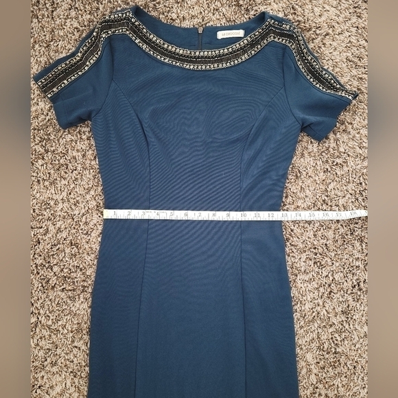 La Chocolê Bodycon Beaded Sequence Blue Midi Dress - Picture 10 of 16